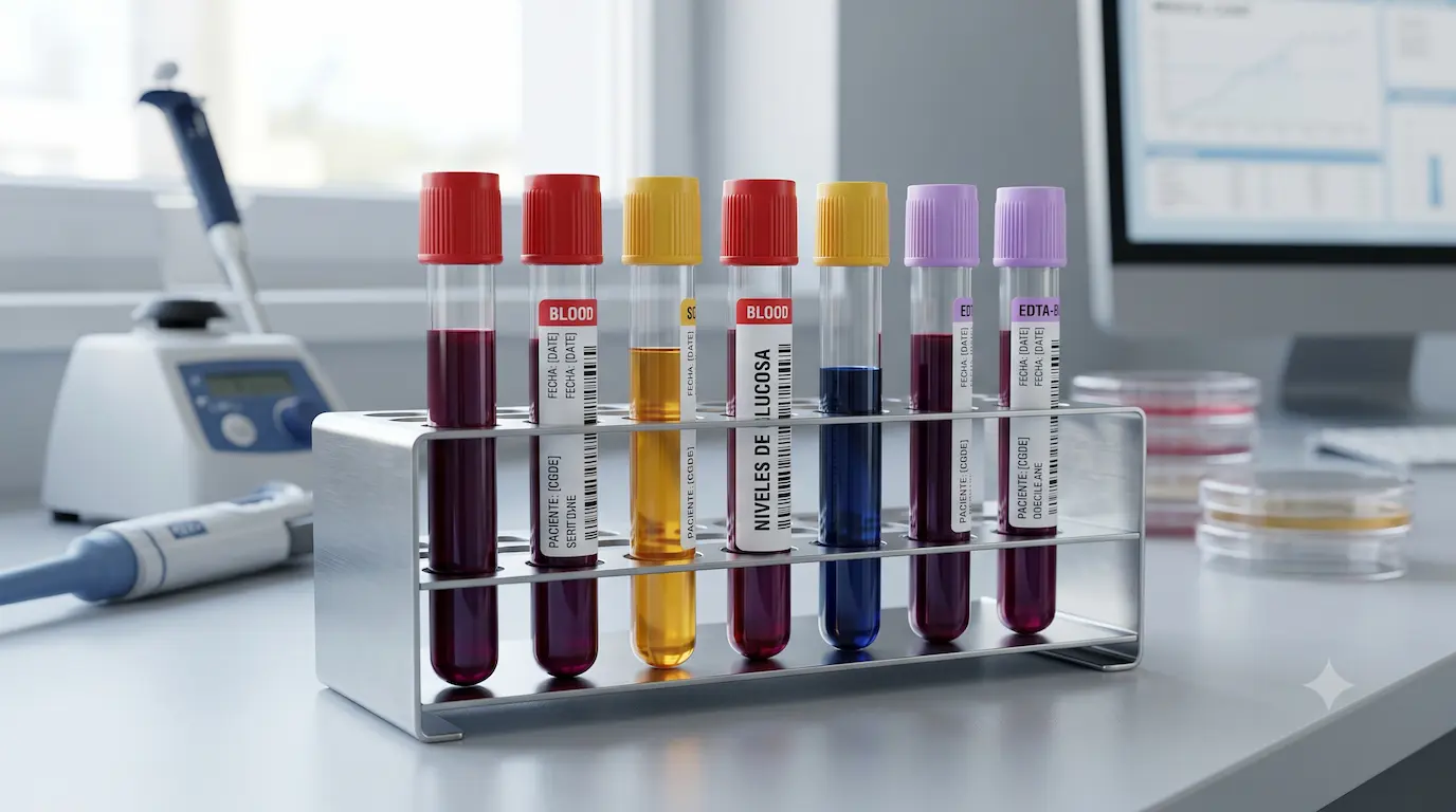 Tubos de laboratorio con muestras de sangre